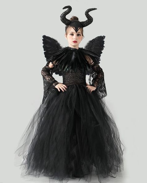 Maleficent Costume Kids, Maleficent Halloween Costume, Maleficent Cosplay, Home Halloween Costumes, Ali D'angelo, Black Halloween Costumes, Maleficent Costume, Gonna In Tulle, Dark Queen