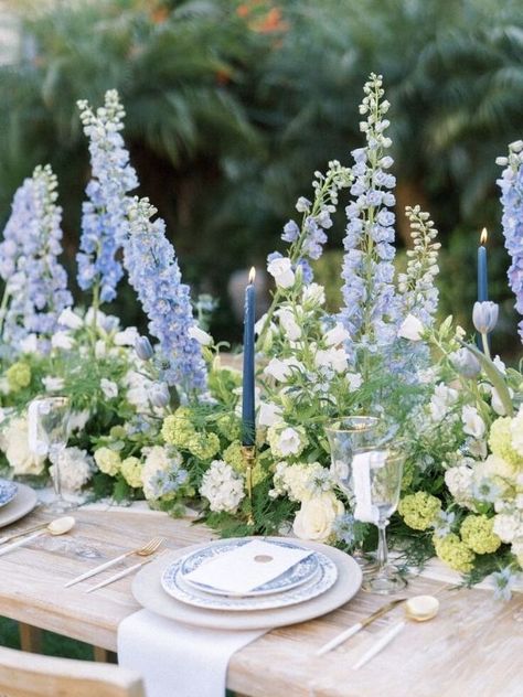 Powder Blue Wedding Inspirations | Sky Blue | Light Blue Wedding Style Powder Blue Wedding, Blue White Weddings, Flowers Candles, Blue And White Flowers, Blue Wedding Inspiration, Light Blue Wedding, Blue Theme, Garden Party Wedding, Coastal Wedding