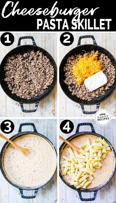 Cheesy Pasta With Ground Beef, Ground Sausage Mac And Cheese, Lunch Ground Beef Recipes, Easy 1lb Hamburger Recipes, Fast Dinner With Hamburger Meat, Easy Recipes With Ground Beef Simple, Beef Skillet Recipes Healthy, Easy Dinner Recipes For Family Of 7, Family Dinner Ground Beef