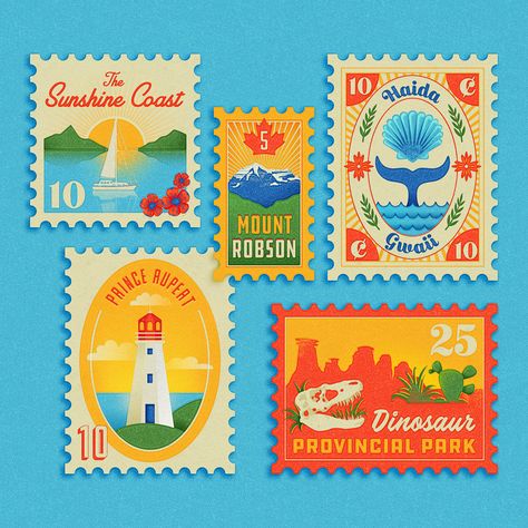 40 Creative Postage Stamps for Your Inspiration  Design Web Design Ledger Post Stamp Art, Cute Stamps Design, Postcard Illustration Design, Postcard Design Ideas Creative, Stamp Design Ideas, Post Card Stamp, Stamp Branding, Summer Graphic Design, Stamp Artwork