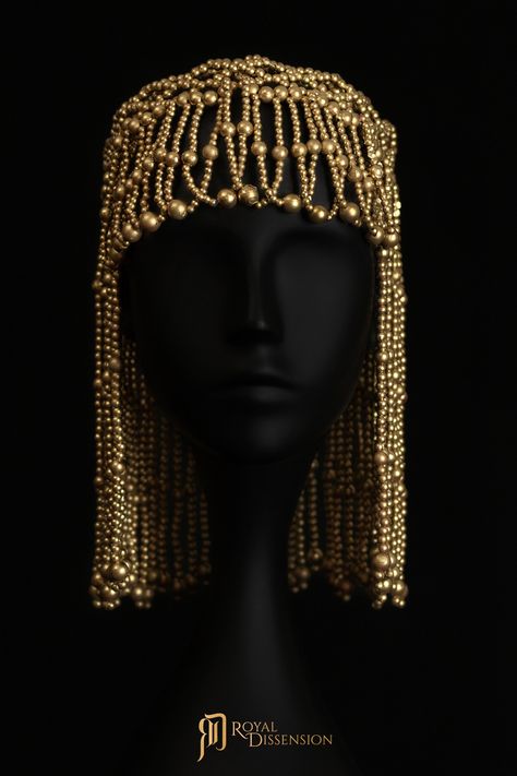 Ancient Egyptian Hair, Egyptian Headpiece, Fashion Armor, Ancient Egypt Jewelry, The Reckoners, Arm Bracers, Egyptian Hairstyles, Golden Armor, Egyptian Accessories