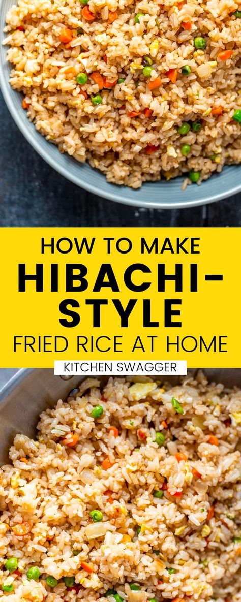 Learn how to make this delicious and easy hibachi-style fried rice right in your own home. With just a few simple ingredients, you can create a dish that tastes like it came straight from the Japanese grill. So good, no one will know it was made in your kitchen! Easy Hibachi, Homemade Hibachi, Rice And Eggs, Japanese Grill, Fried Rice At Home, Hibachi Fried Rice, Hibachi Recipes, Fried Rice Recipe Easy, Rice Side Dish Recipes