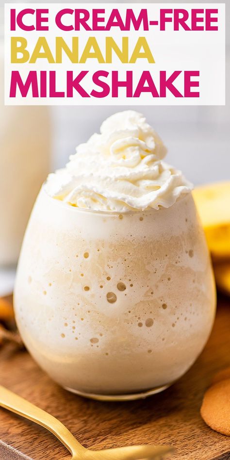 Banana Milk Shake, Smoothie Ice Cream, Banana Drinks Smoothies, Best Banana Smoothie, Banana Drinks Recipes, Smoothie Without Blender, Banana Frosty Recipe, Homemade Banana Milkshake, Banana Shake Recipe Milkshakes