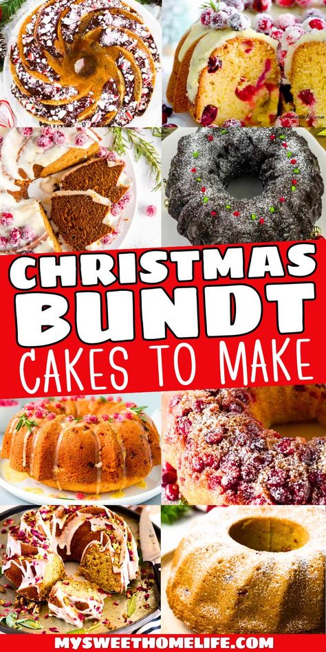 It's Christmas time, and that means Christmas baking. This collection of Christmas Bundt cake recipes features all your faves - from cranberry to gingerbread to peppermint - and a few new ones to try too. Christmas Bundt Cakes, Bundt Cake Ideas, Elegant Christmas Dessert, Christmas Bundt Cake Recipes, Bunt Cake Recipe, Christmas Bundt Cake, Bundt Pan Recipes, Bundt Cake Recipes, Easy Bundt Cake Recipes