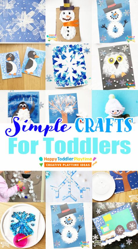 Simple Winter Crafts for Toddlers - Happy Toddler Playtime Toddler Holiday Crafts For Parents, Christmas Projects For Kids Toddlers, Winter Craft For Pre Schoolers, All About Winter Crafts For Toddlers, Baby Foot Print Art Winter, Winter Activities For 3 Yrs Kids, Winter Crafts Toddlers Art Projects, Toddler Winter Craft Ideas, Winter Weather Activities For Toddlers