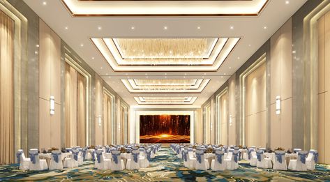 Party Hall Wall Design, Banquette Hall Design, Banquet Hall Ceiling Design, Banquet Hall Design Interiors, Ballroom Design, Wedding Interior, Hall Ceiling, Marriage Hall, Wedding Banquet Hall