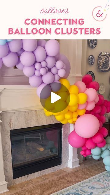 Meredith | Party, Entertaining & Home on Instagram: "Detailed balloon garland tutorial part 2: attaching the clusters together to build the balloon garland! 🎈 There are different ways to make balloon garlands but this is my personal preference. Comment garland to receive my full tutorial and links!  Part 3 is coming tomorrow! 🥳" Balloon Arch Multicolor, Ballon Garland Staircase, Balloon Garland Calculator, Cascading Balloon Garland, Balloon Sizes For Garland, Balloon Garland On Mantle, 3 Color Balloon Garland, Balloon Garland Over Fireplace, Stairway Balloon Garland