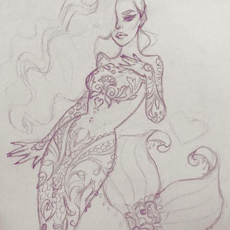 Mermaid Pinup, Pin Up Mermaid, Mermaid Sketch, Mermaid Tattoo Designs, Mermaid Drawings, Mermaid Tattoo, Mermaid Tattoos, Funny Tattoos, Pencil Art Drawings