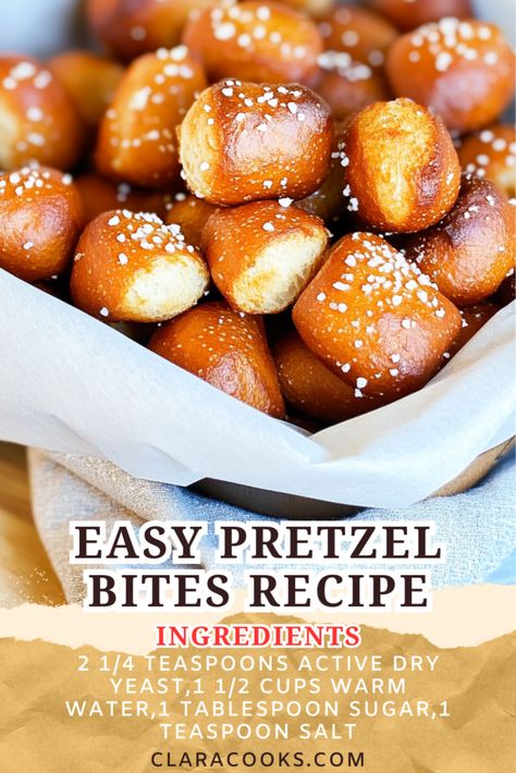 Easy Pretzel Bites Recipe Soft Baked Pretzels, Easy Pretzel Bites Recipe, Hot Pretzels Recipe, Homemade Pretzels Soft, Pretzel Dough Recipe, Home Made Pretzels, Easy Pretzel Recipe, Easy Pretzel Bites, Fatty Recipes