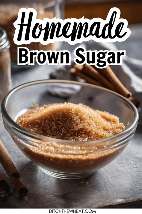 A simple recipe for how to make brown sugar using ingredients you have in your pantry. This recipe only takes 5 minutes to make! How To Make Brown Sugar, Flourless Mug Cake, Homemade Brown Sugar, Soften Brown Sugar, Easy Treats To Make, Make Brown, Make Brown Sugar, Gluten Free Meal Plan, Food Substitutions