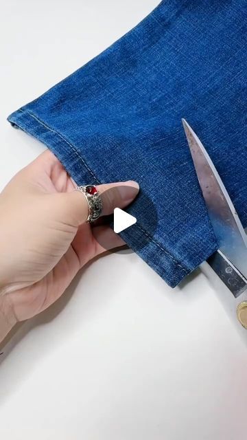 clothes on Instagram: "Pants are too long🖤 @lvbaglove 
and this repair is too clever😍" Alterations Clothing Altering Pants, Altering Clothes Refashioning, Shorten Pants, Jeans Too Long, Diy Jeans Ideas, Clothes Life Hacks, Altering Pants, Sewing Hems, Couture Invisible