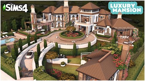 Luxury Homes Sims 4, Sims 4 Cc Driveway, Sims Mansion Layout, Sims 4 Driveway, Sims 4 Mansion No Cc, Sims 4 Family Mansion, Sims 4 64x64 Mansion, Sims 4 Mansion Layout, Sims 4 Celebrity Mansion