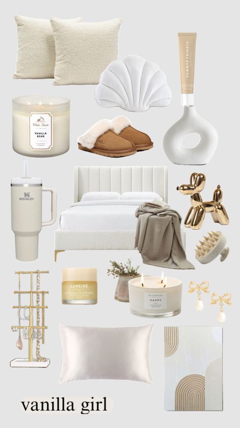 vanilla girl bedroom inspo Vanilla Girl Bedroom, Vanilla Girl Aesthetic, Room Wishlist, Beige Room, Room Organization Bedroom, White Room Decor, Bedroom Bliss, Preppy Room Decor, Vanilla Girl