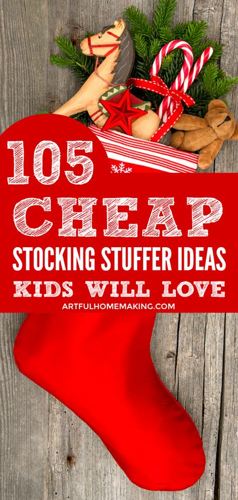 105 cheap stocking stuffer ideas your kids will love! These money saving gift ideas will help you stay on budget this Christmas!  #christmas #christmasgiftideas #christmasgifts #frugalliving #savingmoney Cheap Stocking Stuffer Ideas, Stocking Stuffer Ideas For Kids, Sticking Stuffers, Inexpensive Stocking Stuffers, Cheap Stocking Stuffers, Stocking Stuffers For Boys, Diy Stocking Stuffers, Frugal Christmas, Diy Stockings