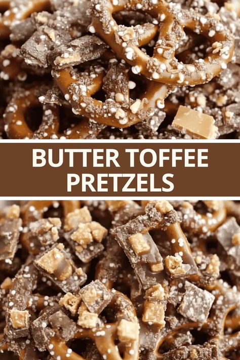 Chocolate Goodies Idea, Butter Toffee Chex Mix Recipe, Pretzels Recipe Snacks, Flavored Chocolate Covered Pretzels, Chocolate Dipped Peanut Butter Pretzels Recipe, Christmas Candy Mix Ideas, Gourmet Dipped Pretzels, Toffe With Pretzels, Christmas Toffee Pretzels