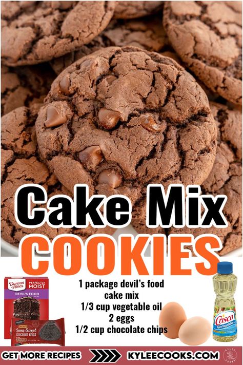 Make these soft and chewy Chocolate Cake Mix Cookies with just a few ingredients. Perfect for last-minute desserts! 🍪 Cookies Made With Devils Food Cake, Cake Mix Cookies Devils Food, How To Make Cookies Out Of Cake Mix Recipes, Cake Mix Cookie Recipes Easy, Chocolate Cake Crinkle Cookies, Cookie Out Of Box Cake, Cake Mix Cookies 3 Ingredient Christmas, Cake Box Mix Recipes Ideas, Cookies From Chocolate Cake Mix Recipes