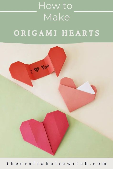 In this tutorial, we’ll take a look at three different methods for making origami hearts, complete with step-by-step folding instructions and a video tutorial. Paper Hearts Origami, Easy Origami Heart, Valentines Origami, Sticky Note Origami, Origami Cards, Origami For Beginners, Cute Origami, Origami Patterns, Folding Origami