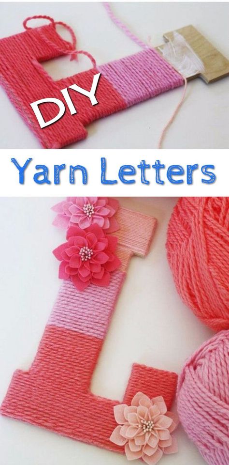 Projects with yarn - these easy arts and crafts projects for kids are fun to make.  Wrap yarn around cut-out letters for a fun craft project or DIY gift for the kids to take home. Lettering Easy, Decorating Letters, Diy Gifts Last Minute, Easy Cheap Gifts, Yarn Wrapped Letters, Yarn Letters, Decorative Lettering, Diy Christmas Gifts For Friends, Carton Diy