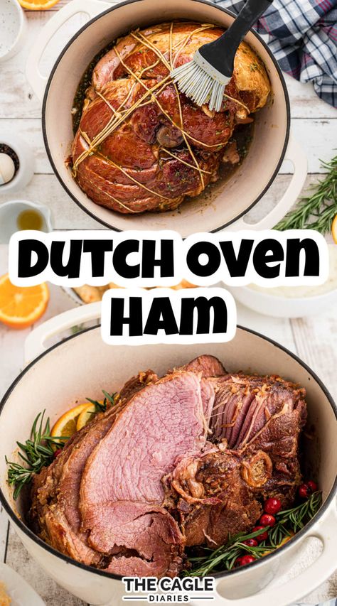 Ham Dutch Oven Recipes, Ham In Cast Iron Dutch Oven, Best Recipes For Dutch Oven, Pumpkin Dutch Oven Recipes, Ham In Oven Recipes, Spiral Ham In Dutch Oven, Dutch Oven Turkey Thanksgiving, Thanksgiving Dutch Oven Recipes, Ham In Dutch Oven Baked