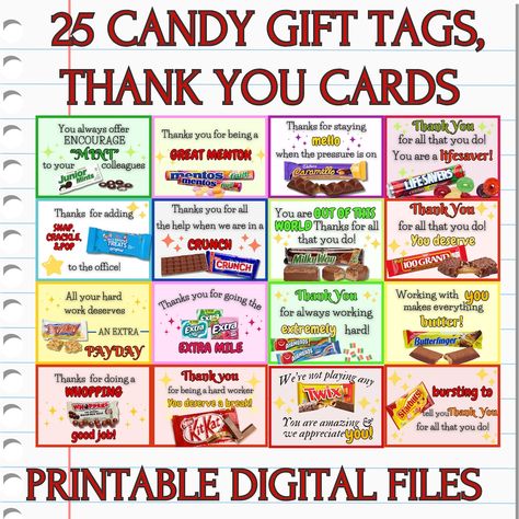 This Stickers, Labels & Tags item by Digitalpremiumone has 14 favorites from Etsy shoppers. Ships from United States. Listed on Jul 22, 2024 Candy Bar Sayings, Candy Bar Awards, Candy Tags, Candy Bar Gifts, Junior Mints, Candy Quotes, Staff Appreciation Gifts, Employee Morale, Bar Gift