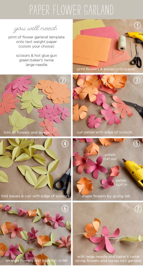 Paper Flower Garland, Paper Flower Garlands, Fleurs Diy, Flower Garland, Make Paper, Diy Garland, Paper Garland, Paper Flowers Diy, Flower Garlands