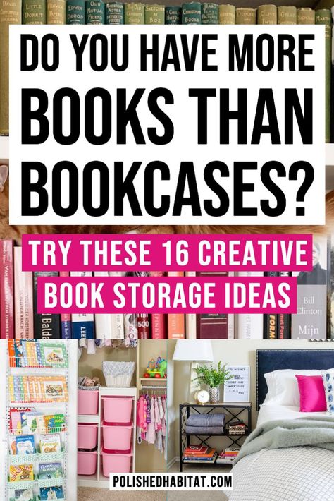 Book Storage In Closet, Closet Book Nook Ideas, Ways To Store Books In Small Spaces, Organizing Bookshelves With Books, Kid Book Storage Ideas, Board Book Storage, Clever Book Storage, Creative Book Storage Small Spaces, How To Store Cookbooks