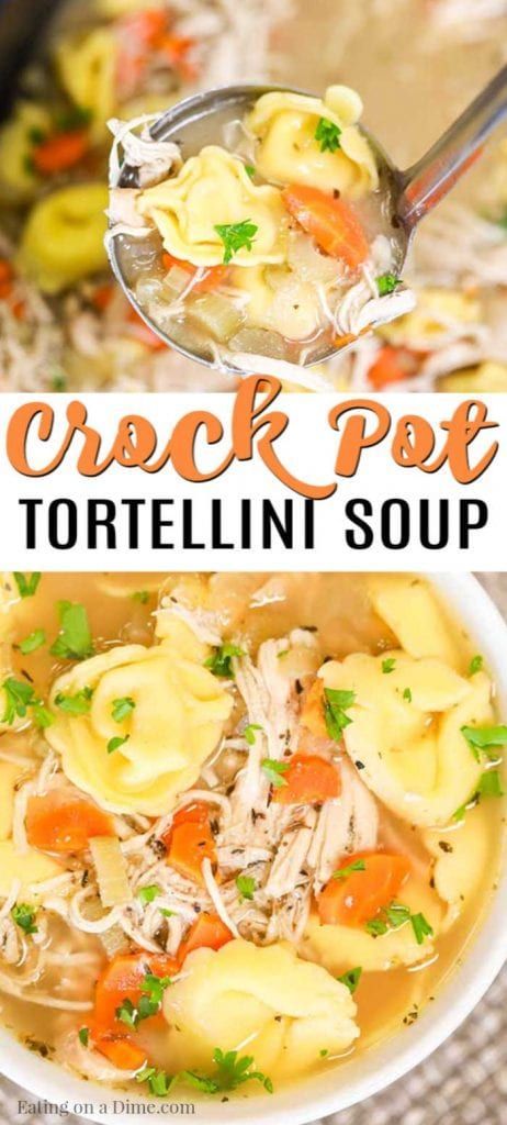 Cheese Tortellini Soup Recipes, Chicken Tortillini Soup, Tortellini Crockpot Recipe, Crock Pot Chicken Tortellini, Crockpot Chicken Tortellini, Tortellini Soup Recipes Easy, Chicken Tortellini Soup Crock Pot, Tortellini Soup Crockpot, Crock Pot Tortellini