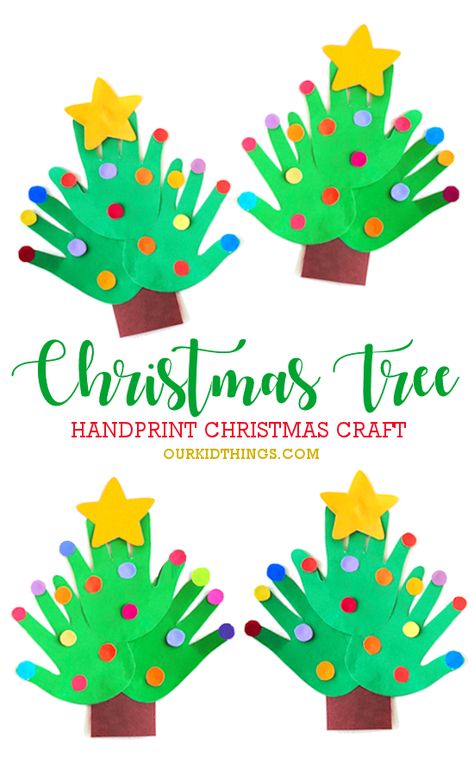 Handprint Christmas Tree Craft Handprint Christmas Tree, Christmas Handprint Crafts, Christmas Handprint, Christmas Tree Craft, Handprint Christmas, December Crafts, Christmas Crafts For Toddlers, Preschool Christmas Crafts, Toddler Arts And Crafts