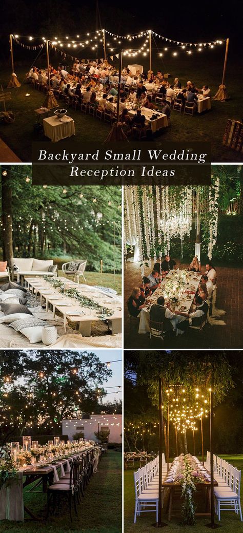 intimate and casual backyard outdoor wedding reception ideas Small Outdoor Wedding, Backyard Wedding Ideas, Backyard Wedding Decorations, Small Backyard Wedding, Wedding Backyard Reception, Backyard Reception, Wedding Reception Ideas, Yard Wedding, Bbq Wedding