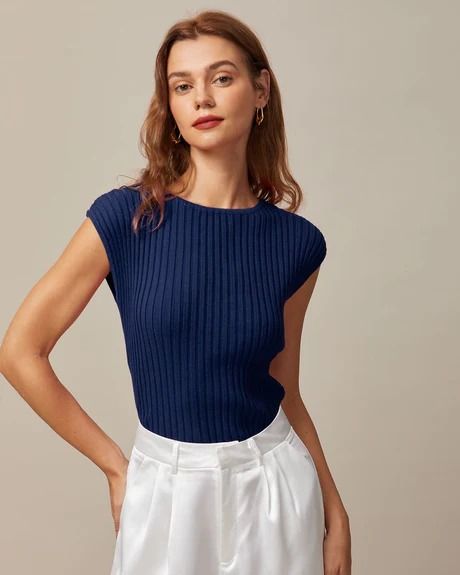 Looking for the latest in women's knit tops for this season? Discover our trendy selection of women's knit tops at RIHOAS. Free shipping on orders over $69. Ribbed Tee, Cap Sleeve Tee, Blue Boat, Buy One Get One, Boat Neck, Cap Sleeve, Pants, Blue, Trousers