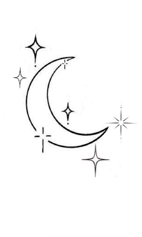 Simple Moon Tattoo Designs, Moon Line Tattoo, Line Moon Tattoo, Moon Tattoo Simple, Crescent Moon Tattoo Design, Stars And Moon Tattoo, Star And Moon Tattoo, Small Moon Tattoos, Crescent Moon Design