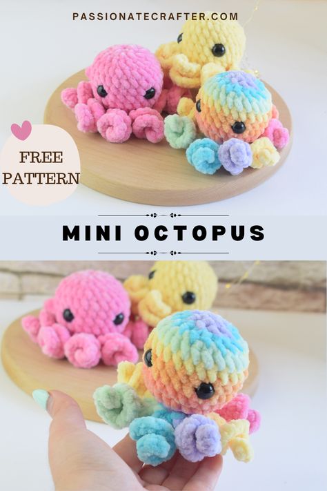 No Sew Crochet Mini Octopus Free Sample- #Crochet #Free #Mini #Octopus #Pattern #Sew Check more at https://howcandothis.com/diyideas/no-sew-crochet-mini-octopus-free-sample/ Amigurumi Pattern Beginner, Animals To Crochet For Beginners, Crochet Patterns For Beginners Amigurumi, Easy Amigurumi Octopus, Crochet Stuffed Octopus, Crochet Eyes Pattern Free, No Sew Crochet Octopus Pattern, Mini Octopus Crochet Pattern No Sew, Crochet New Sew Amigurumi