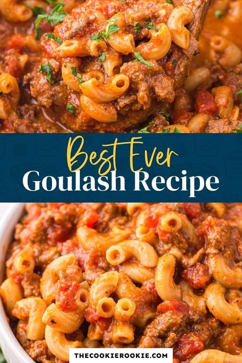 American Goulash Recipes Spend With Pennies, Beef Goulash Recipes Slow Cooker, Sweet Goulash Recipes, Golashes Recipes Easy, Hungarian Goulash Recipes Authentic, Goulash Recipes Stove Top, Goulash Recipes Crockpot, Authentic Goulash, Skillet Goulash