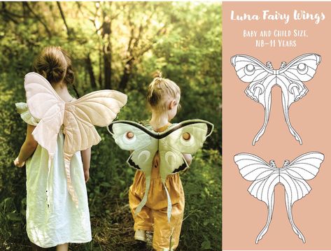 Space Sewing Projects, Fabric Scrap Clothes, Sewing Crafts To Sell, Sewing Projects Kids, Luna Moth Fairy, Moth Fairy, Fabric Wings, Luna Moths, Sewing To Sell