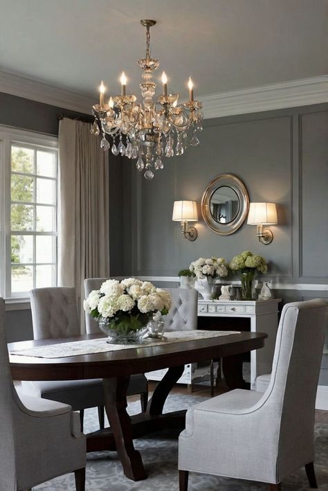 Discover 9 stunning color combinations to enhance your gray dining room decor. Elevate your interior design routine with these captivating hues. #ad   Read MORE ABOUT 9 Best Color Combinations for Gray Dining Room Decor   Dining room decor, Interior design, Home decor, Room color schemes, Gray color palette Modern Dining Room Paint Colors, Dark Gray Dining Room, Dinning Room Paint Colors, Gray Dining Room Decor, Gray Blue Dining Room, Popular Dining Room Colors, Gray Dining Rooms, Color Schemes Gray, Dinning Room Colors