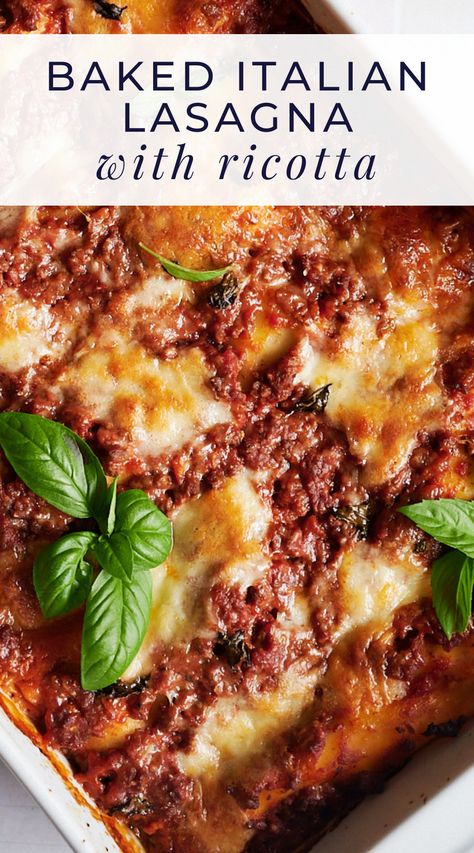 Sausage And Ricotta Lasagna, Lasagne With Ricotta Lasagna Recipes, Spicy Sausage Lasagna, Lasagne With Ricotta Cheese, Simple Italian Dinner Recipes, Lasagne Recipes With Ricotta, Easy Lasagna Recipe With Ricotta No Cook Noodles, Lasagna Italian Sausage, Baked Lasagna Recipe Ricotta