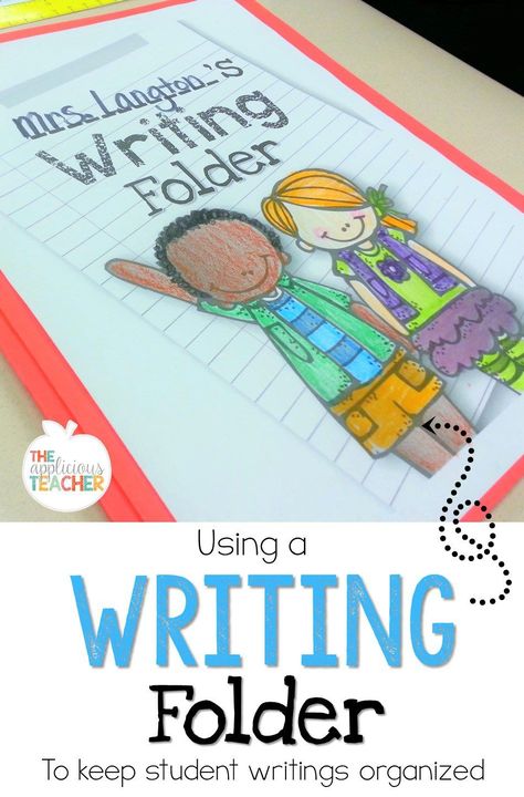 Using a  writing folder to keep student writings organized. Includes a free template to help get started! Student Writing Folders, Writing Organization, Writing Folders, 3rd Grade Writing, 2nd Grade Writing, 1st Grade Writing, Writing Anchor Charts, 4th Grade Writing, Writing Board