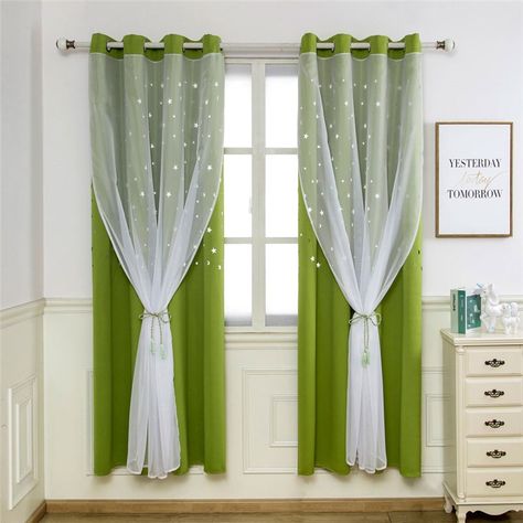 Ready Made Curtain Solid Color Curtain With Sheer Curtain Bedroom Curtain (One Panel) Curtain Design Modern, Sheer Curtains Bedroom, Curtains Living Room Modern, Window Curtains Living Room, Green Interior Design, Curtain Styles, Plain Curtains, Living Room Decor Curtains, Luxury Curtains