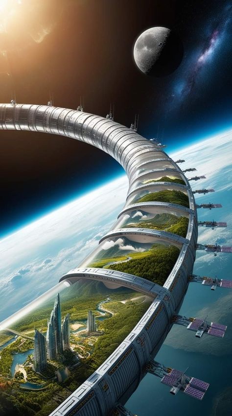 Space Civilization, Solarpunk City, Futuristic City Utopia, Future Technology Concept, Concept Vehicles Sci Fi, Sci Fi Architecture, Sci Fi Landscape, Spaceship Art, Fantasy City