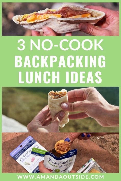 3 No-Cook Backpacking Lunch Ideas Lunch Ideas No Cook, Backpacking Lunch, Lightweight Backpacking Food, Best Backpacking Food, Hiking Lunch, Quick Easy Lunch, Trail Food, Hiking Snacks, Hiking Food