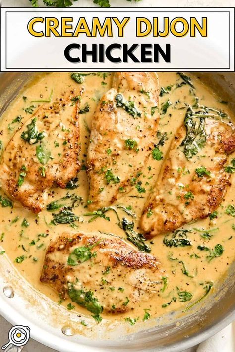 Creamy Dijon Chicken Chicken Dinner Recipes Baked, Easy Chicken Main Dishes, French Dijon Chicken, Dinner Recipes With Rosemary, Creamy Dijon Chicken Crock Pot, Ina Garden Chicken Recipes, Dijon Cream Sauce Chicken, English Chicken Recipes, Dredged Chicken Recipes