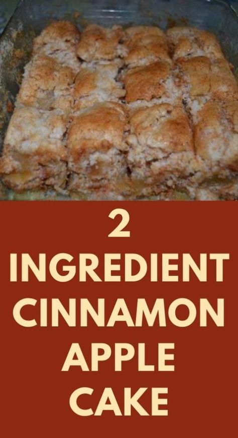 2 Ingredient Cinnamon Apple Cake - TASTYDONE Weight Watchers Cake, Cinnamon Apple Cake, 2 Ingredient Cakes, Weight Watcher Desserts, 2 Ingredient Recipes, Angel Food Cake Mix Recipes, Weight Watchers Recipes Desserts, Two Ingredient, Apple Pie Filling