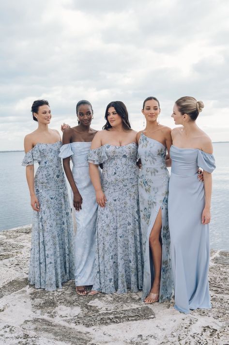 BRIDESMAIDS — The Suite Bridesmaid Dresses Blue Pattern, Mix And Match Bridesmaid Dresses Blue, Jenny Yoo Whisper Blue, Something Blue Dresses, Ash Blue Bridesmaid Dresses, Unique Blue Bridesmaid Dresses, Coastal Blue Bridesmaid Dresses, Blue Floral Bridesmaids Dresses, Different Pattern Bridesmaid Dresses