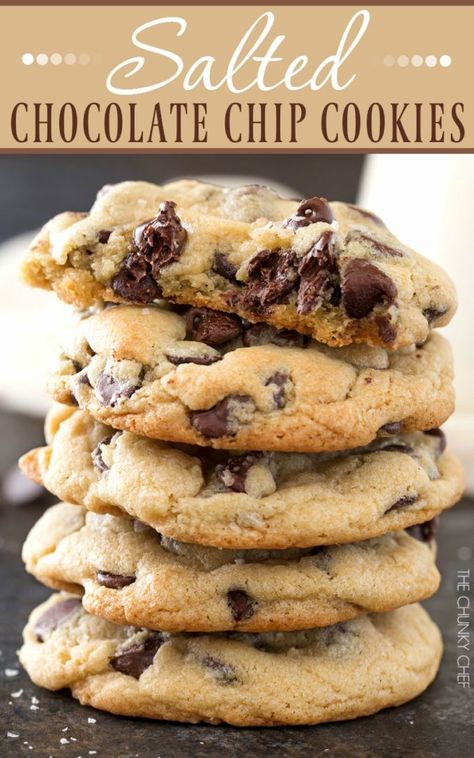 Thick Chewy Chocolate Chip Cookies, Chocolate Chip Cookies Thick, Salty Chocolate Chip Cookies, Fluffy Chocolate Chip Cookies, Small Batch Chocolate Chip Cookies, Triple Chocolate Chip Cookies, Chunky Chef, Salted Chocolate Chip Cookies, Choco Chip Cookies