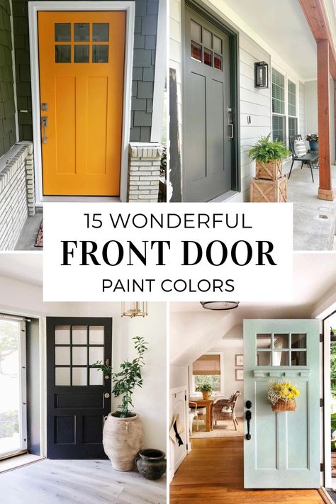 15 Wonderful Front Door Paint Colors: Enhancing Your Home's Curb Appeal Matching Shutters And Front Door, Gray Exterior Door Paint Colors, Front Door Colors With Black Trim, Front Door Colors With Dark Brown House, Best Blue Front Door Colors, Accent Door Colors, Tan House Front Door Color, Brown House Front Door Color, Inside Of Front Door Painted