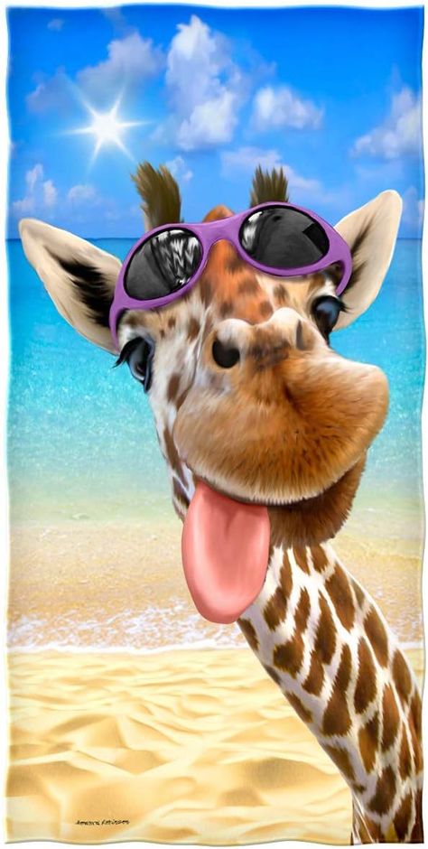 Giraffe Pictures, Funny Selfies, Giraffe Painting, Giraffe Art, Dog Selfie, Beach Bath, Cotton Beach Towel, Dog Bath, Pool Towel