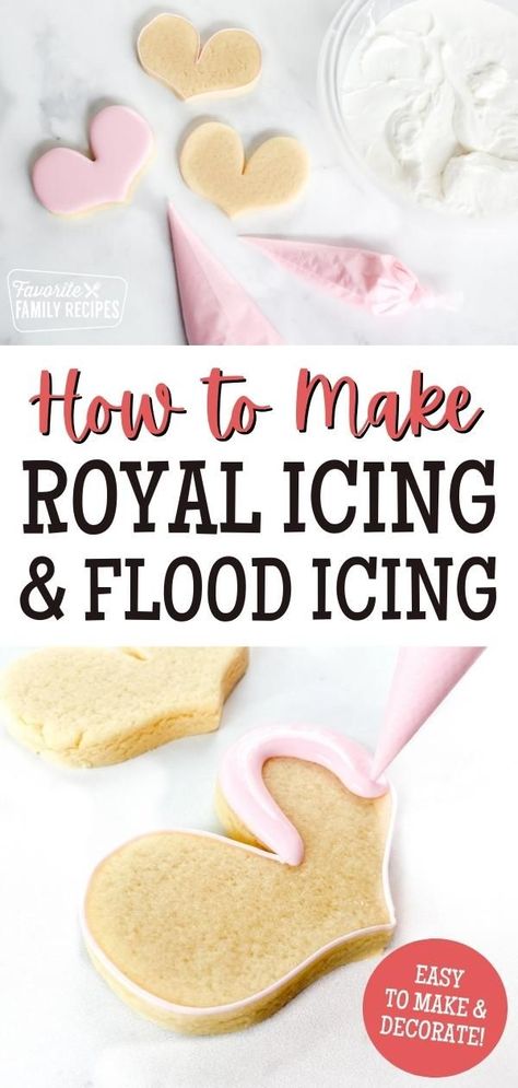 Royal Icing can turn regular sugar cookies into little works of art! Smooth and shiny, royal icing and flood icing is actually simple to make and decorate with too. Royal icing is a mixture of powdered sugar, meringue powder and water. Once you’ve outlined your cookies with your royal icing outline, you’ll fill in your designs with “flood” icing. Flood icing is basically just a watered-down royal icing. This smooth royal icing recipe is perfect for decorating cut-out cookies. Best Royal Icing, Icing Consistencies, Icing Consistency, Best Royal Icing Recipe, Royal Icing Cookies Recipe, Sugar Cookie Icing Recipe, Easy Royal Icing Recipe, Flood Icing, Cookie Icing Recipe