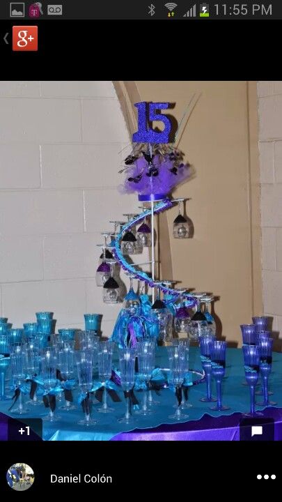 Quinceanera spiral champagne cup holder Brindis Quinceanera, Quince Cups, Quinceanera Centerpiece, Quinceanera Court, Quinceanera Centerpieces, Quince Decorations, Quinceanera Ideas, Toasting Glasses, 25th Wedding Anniversary