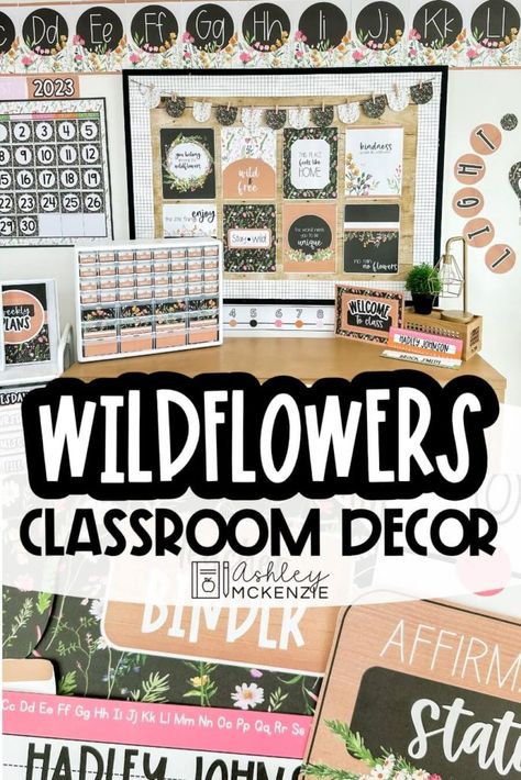 School Room Themes Ideas, Flower Decor Classroom, Wonderfully Wild Classroom Theme, Garden Theme Classroom Bulletin Boards, Cozy Classroom Themes, Vintage Classroom Decor Ideas, Inspirational Classroom Decor, 3rd Grade Themes Classroom, Classroom Themes Nature