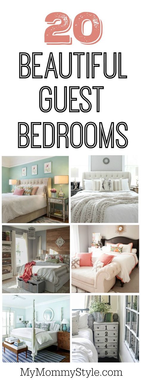 20 beautiful guest bedroom ideas                                                                                                                                                                                 More Guest Bedroom Decorating Ideas, Guest Bedroom Inspiration, Guest Bedroom Ideas, Basement Guest Rooms, Quiz Buzzfeed, Small Guest Bedroom, Beautiful Bedrooms Master, Guest Bedroom Decor, Guest Room Decor